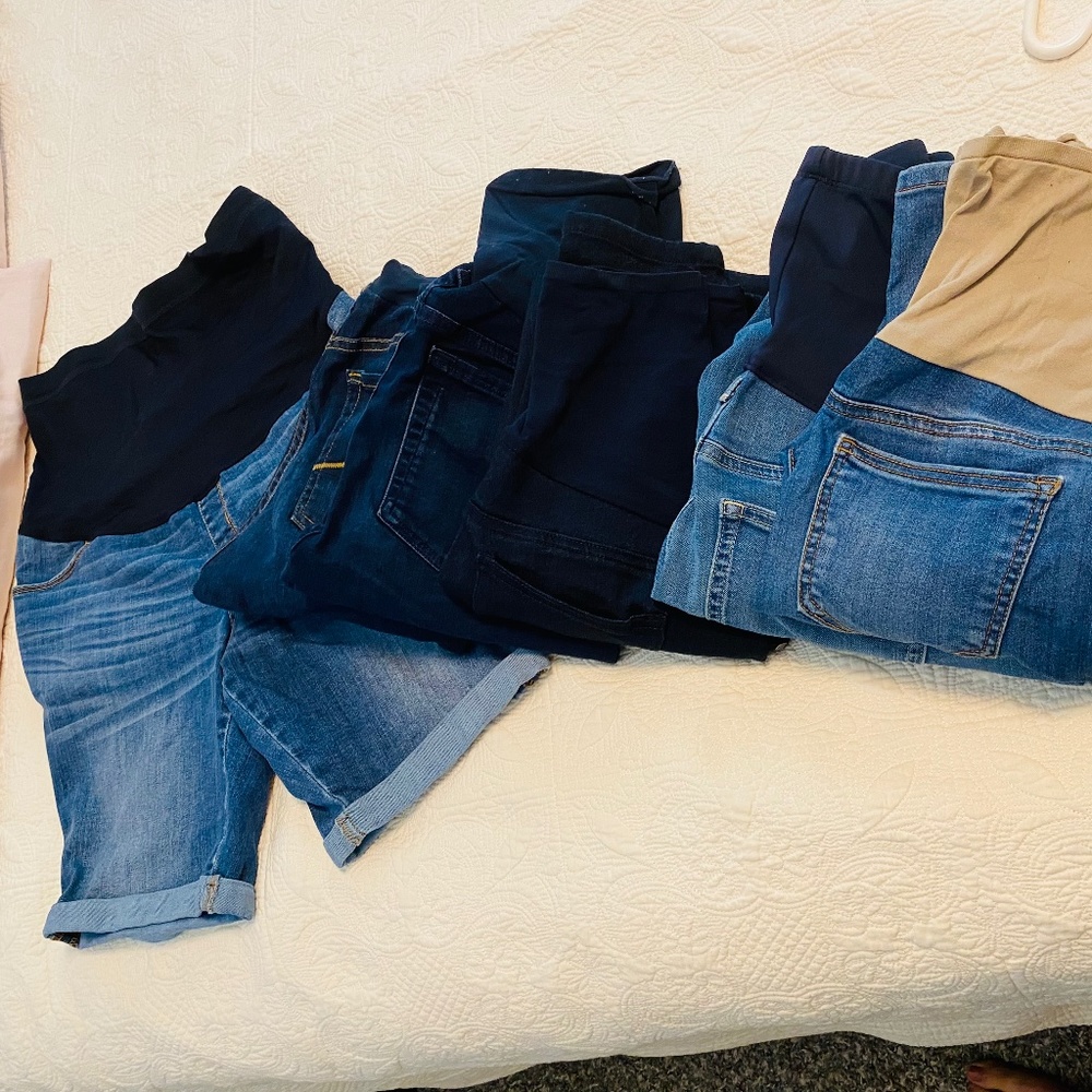 Maternity Bundle of 5 Skinny jeans + 1 shorts Size M (10-12)